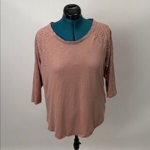 Maurices Dusty Pink Eyelet Long Sleeve Top